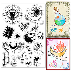 CRASPIRE Moon Evil Eye Rubber Stamp Star Skull Magic Potion Vintage Clear Transparent Silicone Seals Stamp for Journaling Card Making DIY Scrapbooking Handmade Photo Album Notebook Decor Christmas
