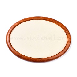 Vassoio ovale per esposizione di gioielli in legno di pesentation, ricoperto di microfibra, organizzatore di pietre per monete, bianco antico, 30x22x1.8cm