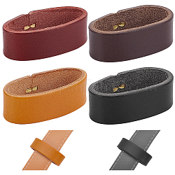 Wadorn 4 pièces 4 couleurs garde-boucles en cuir de vachette, boucle de ceinture, ovale, couleur mixte, 47x24x15mm, diamètre intérieur: 41x17.5 mm, 1 pc / couleur