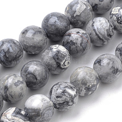 Natural Map Stone/Picasso Stone/Picasso Jasper Beads Strands, Round, 6mm, Hole: 1mm, about 70pcs/strand, 15.7 inch
