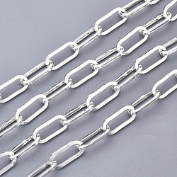 304 Stainless Steel Paperclip Chains, Drawn Elongated Cable Chains, with Spool, Unwelded, Flat Oval, Silver, 14x6x1mm, about 65.61 Feet(20m)/roll