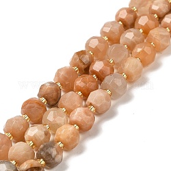 Chapelets de perles de sunstone naturelle naturelles, avec des perles de rocaille, facettes rondelle, 7~8x5~6mm, Trou: 1mm, Environ 45~46 pcs/chapelet, 14.57''~14.96'' (37~38 cm)