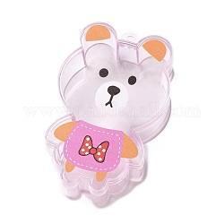 Plastic Bead Containers, Candy Treat Gift Box, for Wedding Party Packing Box, Bear, Pink, 11x6.9x2.6cm, Hole: 6mm