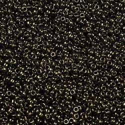 Perles rocailles miyuki rondes, Perles de rocaille japonais, 15/0, (rr307) topaze sombre lustre doré, 1.5mm, Trou: 0.7mm, environ 5555 pcs/10 g