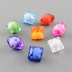 Transparent Acrylic Beads, Bead in Bead, Faceted, Cube, Mixed Color, 8x7x7mm, Hole: 2mm, about 2100pcs/500g