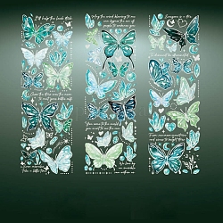 3 foglio di adesivi decorativi impermeabili in pvc con stampa a caldo, decalcomanie autoadesive a farfalla, per scrapbooking diy, ciano scuro, 180x60mm