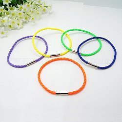Fashion PU Leather Bracelets Making, with Brass Clasps, Mixed Color, 200x3mm