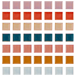 Chgcraft 56шт 7 цвета стеклянная мозаика кабошоны, с палкой, квадратный, разноцветные, 15x15x4 мм, 8 шт / цвет