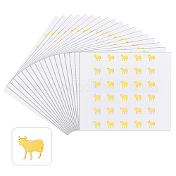 Pegatinas de papel autoadhesivas de dibujos animados, para sobres, decoración de bolsas y sobres de burbujas, oro, patrón de vaca, 7.8x9x0.02 cm