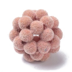 Бусины из флокированной смолы, шарики из кластера, круглые, свет коралловый, 16.5 мм, отверстие : 2.5 мм