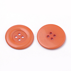 4-отверстие кнопки акриловые, плоско-круглые, коралл, 25.5x3.5 мм, отверстие : 2 мм