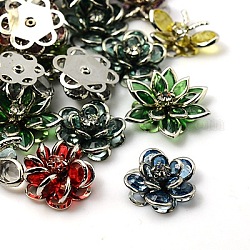 Acrylic Rhinestone Beads, Half Drilled, Mixed Shapes, Mixed Color, about 17~22mm wide, 14~16mm long, 6~7mm thick, hole: 1mm