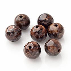Perles rondes en bronzite naturelle, café, 6mm, Trou: 1mm
