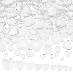 Pandahall elite 180pcs 9 style cabochons coeur en verre transparent, clair, 8~29x8~30x3.5~7mm, 20 pièces / style