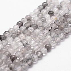 Nuvoloso naturale perle di quarzo fili, tondo, 4mm, Foro: 1 mm, circa 98pcs/filo, 15 pollice