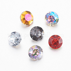 K9 cabujones de cristal de rhinestone, puntiagudo espalda y dorso plateado, facetados, diamante, color mezclado, 5.3x4mm