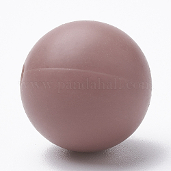 Perle di silicone ecologiche per uso alimentare, tondo, indian rosso, 14~15mm, Foro: 2 mm
