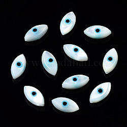 Guscio bianco naturale madreperla perle di conchiglia, con turchese sintetico, occhio di cavollo, cielo azzurro, 8x4x3mm, Foro: 0.8 mm