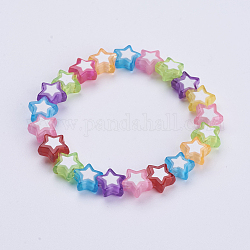 Bracciali per bambini, bracciali elasticizzati con perline acriliche, stella, colorato, 1-3/4 pollice (45 mm)