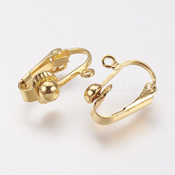 Brass Clip-on Earring Findings, Golden, 17x14x7mm, Hole: 1mm