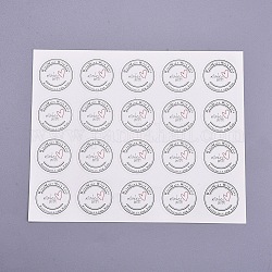 Valentine's Day Sealing Stickers, Label Paster Picture Stickers, for Gift Packaging, Flat Round with Word Hand Made with Love, White, 30mm