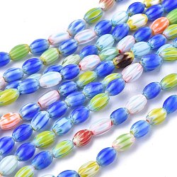 Fatti a mano ovale perle di vetro millefiori fili, colore misto, 8x6mm, Foro: 0.5 mm, circa 40pcs/filo, 15.3 pollice