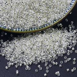 Miyuki Delica Perlen klein, Zylinderförmig, japanische Saatperlen, 15/0, (dbs0041) silverlined Kristall, 1.1x1.3 mm, Bohrung: 0.7 mm, ca. 175000 Stk. / Beutel, 50 g / Beutel