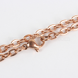304 цепочка из нержавеющей стали для изготовления ожерелья, с карабин-лобстерами , вакуумные покрытия, розовое золото , 23.6 дюйм (59.9 см)