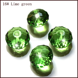 Имитация австрийских кристаллов, класс AAA, граненые, рондель, светло-зеленый, 10x7 мм, отверстие : 0.9~1 мм