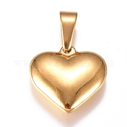 304 ciondoli in acciaio inossidabile, cuore, oro, 19.5x20x5.5mm, Foro: 7x3 mm