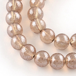 Transparent Spray Painted Glass Bead Strands, Round, Sienna, 8mm, Hole: 1.3~1.6mm, about 104pcs/strand, 32.7 inch