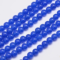 Natürliche und gefärbte Perle Malaysia Jade Stränge, Runde, Blau, 8 mm, Bohrung: 1.0 mm, ca. 48 Stk. / Strang, 15 Zoll