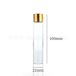 Bottiglie di vetro trasparente contenitori di perline, tubi per la conservazione delle perle con tappo a vite e tappo in alluminio, colonna, oro, 2.2x10cm, capacità: 25 ml (0.85 fl. oz)