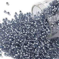 Toho perles de rocaille rondes, Perles de rocaille japonais, (1008) saphir semi-mat doublé d'argent, 11/0, 2.2mm, Trou: 0.8mm, à propos 1110pcs / bouteille, 10 g / bouteille