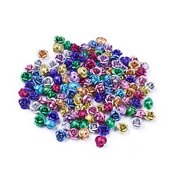 Aluminum Beads, Frosted, Long-Lasting Plated, 3-Petal Flower, Mixed Color, 6x4.5mm, Hole: 0.8mm