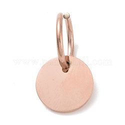 Chapado de iones (ip) 304 amuletos de pulido manual de acero inoxidable, estampar etiqueta en blanco, con anillos de salto, plano y redondo, oro rosa, 10x1mm, agujero: 7.5 mm