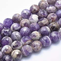 Chapelets de perles en améthyste naturelle, facette, ronde, 12mm, Trou: 1.2mm, Environ 32 pcs/chapelet, 15.7 pouce