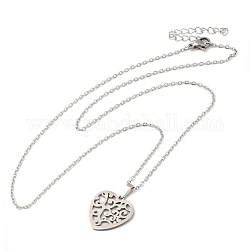 306 collana pendente in acciaio inossidabile da donna, albero, 17.76 pollice (45.1 cm), ciondoli: 17.5x17mm.