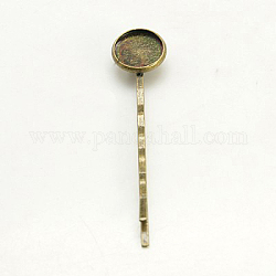 Железные фурнитуры шпильки Bobby Pin, с латунной лоток, подходящая diy фурнитура для волос, без никеля , античная бронза, 59~61x13 мм