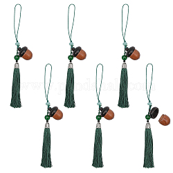 Décorations de pendentifs de gland de bois de santal, Gland pour porte-clés, sac à dos, ornements de téléphone portable, verte, 180mm