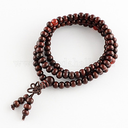Dual-Use-Gütern, wrap Stil buddhistischen Schmuck Holz runden Perlen Armbänder oder Halsketten, dunkelrot, 520 mm, 108 Stück / Armband