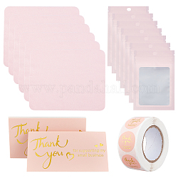 SUPERFINDINGS DIY Thank You Theme Package Making Kit, Including Fiber Glasses Cleaning Cloth, Bussiness Card & Plastic Zip-lock Bags & Stickers, Mixed Color