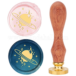CRASPIRE Planet Wax Seal Stamp 25mm Star Sealing Wax Stamps Retro Rosewood Handle Removable Brass Head for Wedding Invitations Envelopes Halloween Christmas Thanksgiving Gift Packing