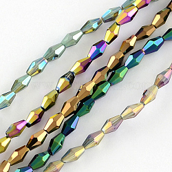 Electroplate Glass Beads, Faceted, Bicone, Mixed Color, 6x3mm, Hole: 0.5mm, about 70pcs/strand, 16.1 inch