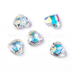 Perline di vetro palccato, sfaccettato, cuore, cristallo ab, 10.3x12x5.3mm, Foro: 1.2 mm