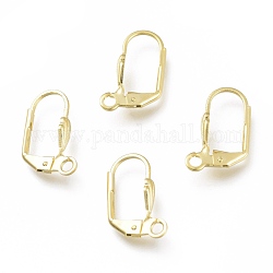 Brass Leverback Earring Findings, with Loop, Real 24K Gold Plated, 16.5x11x2~4mm, Pin: 0.7mm, Hole: 1.8mm