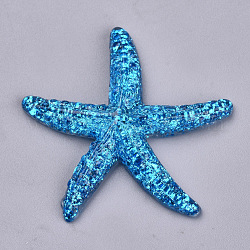 Кабошоны из смолы, с блеском порошок, морская звезда / морские звезды, Плут синий, 38x41x7 мм
