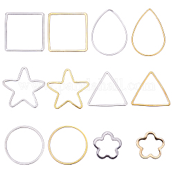 SUNNYCLUE 120Pcs 6 Styles Stainless Steel Beading Hoop Earring Finding with Geometric Pendant Connector Charms Square Drop Star Round Flower Triangle for Earrings Necklace Bracelet Jewelry Making