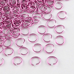 Filo di alluminio anelli aperti di salto, rosa caldo, 18 gauge, 8x1.0mm, circa 18000pcs/1000g