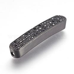 Perles de zircone cubique micro pave en Laiton, rectangle, gunmetal, 29x5.5x4mm, Trou: 2mm